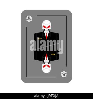 Scheda di gioco della morte. Scheletro in business suit. Nuovo concetto di carta da gioco. Tutte le carte vince, porta la morte. Illustrazione Vettoriale