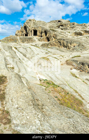 Grotta di Uplistsikhe città conosciuta come Signore della fortezza, Gori, Shida Kartli distretto, Georgia Foto Stock