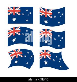 Bandiera dell'Australia. Insieme di flag in diverse forme. Illustrazione Vettoriale