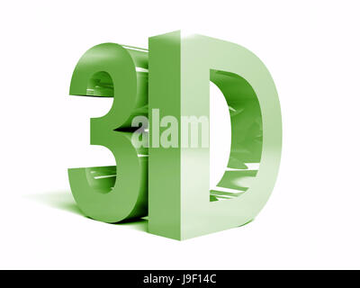 Parola 3D su sfondo bianco. Concetto 3D illustrazione Foto Stock