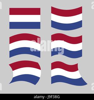 Bandiera dei Paesi Bassi. Set di bandiere dei Paesi Bassi in varie forme. Sviluppo di bandiera olandese Illustrazione Vettoriale