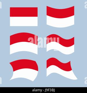 Bandiera indonesiana. Set di bandiere della Repubblica indonesiana in varie forme. Sviluppo di bandiera indonesiana stato asiatico Illustrazione Vettoriale