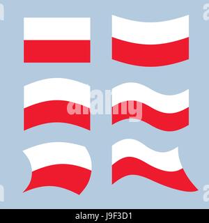 Bandiera della Polonia. Set di bandiere della Repubblica Polacca in varie forme. Sviluppare la bandiera di stato polacca in Est (centrale) Europa Illustrazione Vettoriale