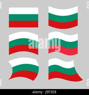 Bandiera della Bulgaria. Set di bandiere della repubblica bulgara in varie forme. Sviluppo di bandiera bulgara di stati Europei Illustrazione Vettoriale