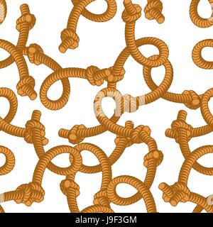 Corda di loop seamless pattern. La corda e il nodo ornamento. Retrò Texture di tessuto. Hangman sfondo. Illustrazione Vettoriale