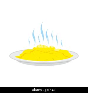 Il Porridge sulla piastra isolata. Il cibo caldo sul piatto Illustrazione Vettoriale