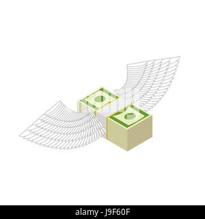 Flying denaro. Contanti con le ali. Proventi finanziari e prossimi. Banca bird. dollar tornare Illustrazione Vettoriale