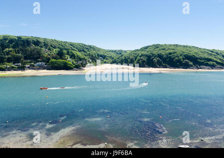 Spiagge a Salcombe estuario visto dal Salcombe nel sud prosciutti, Devon Foto Stock