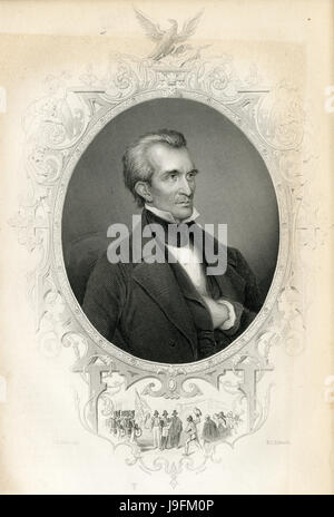 Antique c1860 incisione, James K. Polk. James Knox Polk (1795-1849) era l'undicesimo presidente degli Stati Uniti (1845-49). In precedenza ha servito come xiii portavoce della Camera dei rappresentanti e come governatore del Tennessee. Fonte: incisione originale. Foto Stock