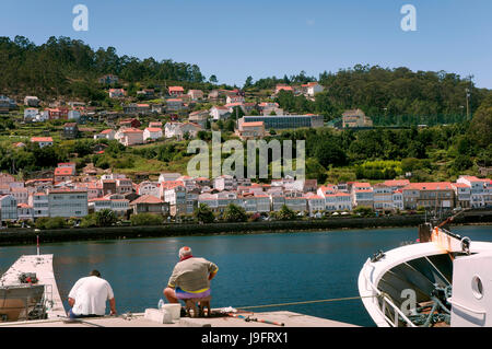 Paesaggio panoramico con estuario, Muros, La Coruna provincia, regione della Galizia, Spagna, Europa Foto Stock