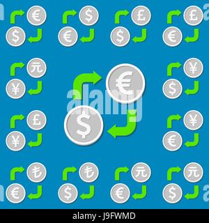 Cambio valuta. Set 1. Euro, Dollaro, sterlina, yen, Yuan e la Lira Turca. Illustrazione Vettoriale Illustrazione Vettoriale
