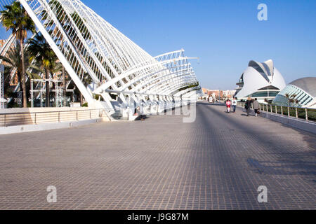 La Città delle Arti e delle scienze è un avveniristico culturale e nel complesso dei divertimenti di Valencia, progettato principalmente dall architetto locale Santiago Calatra Foto Stock