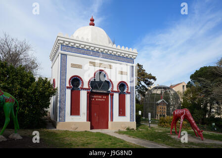 Lo stile orientale giraffa casa o casa di animale nell'ex Zoo ora il Palazzo Longchamp giardini di Marsiglia o Marsiglia Francia Foto Stock