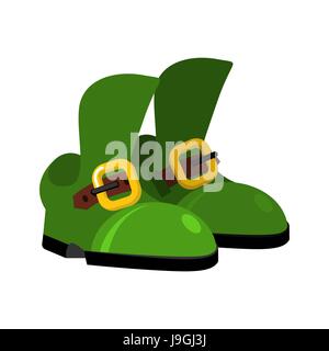 Stivali elf natale Santa Claus helper. Scarpe verde Magic dwarf per il nuovo anno Illustrazione Vettoriale