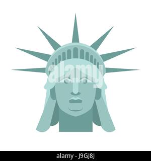 Testa della Statua della Libertà. Faccia la scultura in America. Monumento di architettura di noi. Pietra miliare storica nazionale negli Stati Uniti. Illustrazione Vettoriale