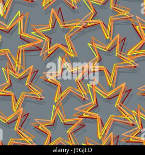 Star seamless pattern. Abstract 3d texture a stella. Ornamento di tessuto. Lineare schema a stella Illustrazione Vettoriale