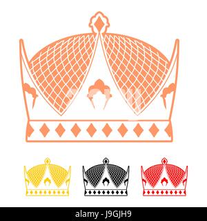 Piana a corona icona di stile. Copricapo simbolo del potere monarchical. Segno imperatore Hat Illustrazione Vettoriale