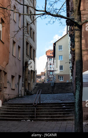 Vista di Albrecht Dürer Stuben e parete della città di Norimberga Foto Stock