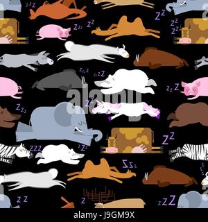 Gli animali a pelo seamless pattern. Guarnizione di tenuta e cervi. Coccodrillo e cammello. Zebra e orso. Trichechi e canguri. Unicorn e orso polare. Latte di mucca e di llama. Don Illustrazione Vettoriale