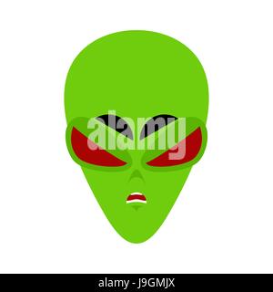 UFO arrabbiato gli Emoji. Verde faccia aliena aggressiva di emozione. martian avatar Illustrazione Vettoriale