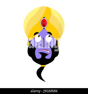 Genie sorpreso gli Emoji. Magic ghost stupito emozione. Arabo lo spirito magico avatar Illustrazione Vettoriale