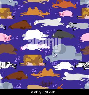 Gli animali a pelo seamless pattern. Guarnizione di tenuta e cervi. Coccodrillo e cammello. Zebra e orso. Trichechi e canguri. Unicorn e orso polare. Latte di mucca e di llama. Don Illustrazione Vettoriale