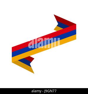 Bandiera dell'Armenia ribbon isolato. Nastro armeno banner. Simbolo nazionale pubblico dei countrys Illustrazione Vettoriale