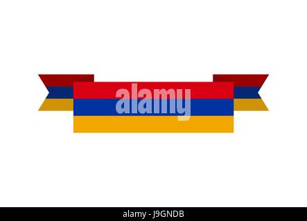 Bandiera dell'Armenia ribbon isolato. Nastro armeno banner. Simbolo nazionale pubblico dei countrys Illustrazione Vettoriale