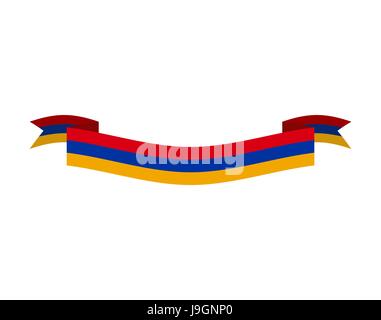 Bandiera dell'Armenia ribbon isolato. Nastro armeno banner. Simbolo nazionale pubblico dei countrys Illustrazione Vettoriale