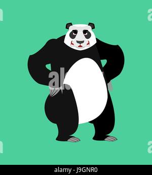 Panda arrabbiato gli Emoji. Orso cinese emozione aggressiva isolato Illustrazione Vettoriale