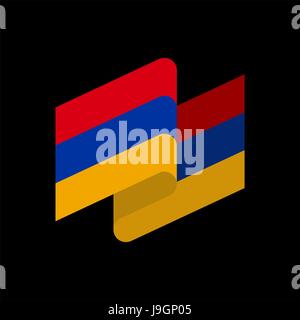 Bandiera dell'Armenia ribbon isolato. Nastro armeno banner. Simbolo nazionale pubblico dei countrys Illustrazione Vettoriale