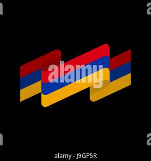 Bandiera dell'Armenia ribbon isolato. Nastro armeno banner. Simbolo nazionale pubblico dei countrys Illustrazione Vettoriale