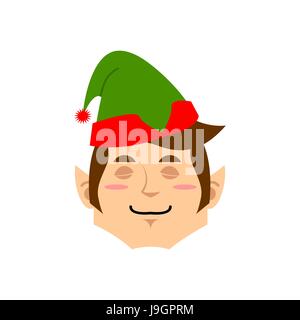 Elf natale dormono gli Emoji. Santa helper addormentato emozione . Illustrazione Vettoriale