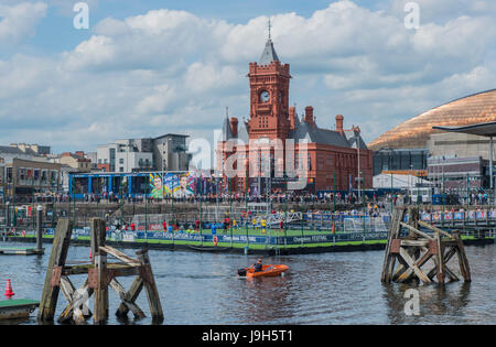 La Baia di Cardiff, Regno Unito. 1° giu, 2017. La Baia di Cardiff costruire fino al 2017 Finale di UEFA Champions League 2017 Credit: Nick Jenkins/Alamy Live News Foto Stock