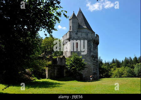 Francia, Morbihan, fortezza Largoet rovine vicino al villaggio degli Elfi Foto Stock