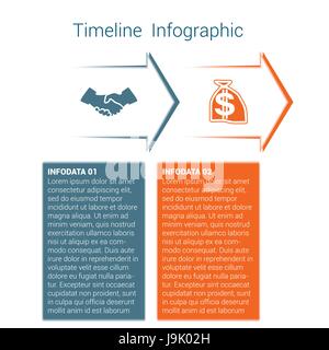 Impostare orizzontale frecce di colore, modello infografico per due posizione, opzioni, fasi o processi. Business concept creativo per la visualizzazione di dati. Illustrazione Vettoriale