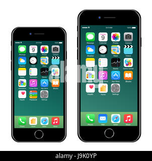 Nuovo di zecca realistico nero telefono cellulare smartphone in Apple iPhone 7 Foto Stock