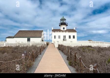 Vecchio punto Loma faro a San Diego, California. Foto Stock