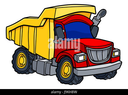 Dump ribaltabile autocarro autocarro costruzione veicolo illustrazione cartoon Foto Stock