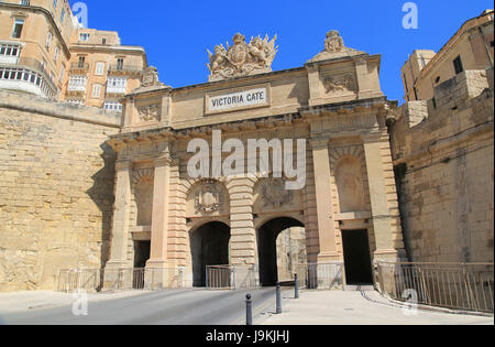 Victoria Gate del diciannovesimo secolo città portale di ingresso, La Valletta, Malta costruito 1885 Foto Stock