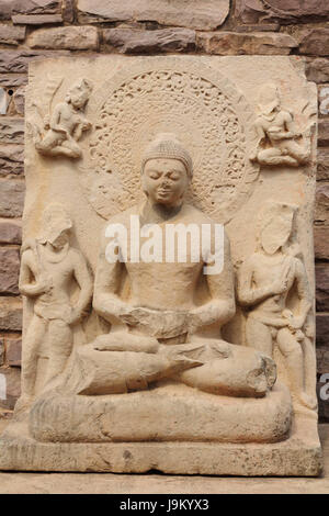 Statua del Buddha, sanchi stupa, Madhya Pradesh, India, Asia Foto Stock