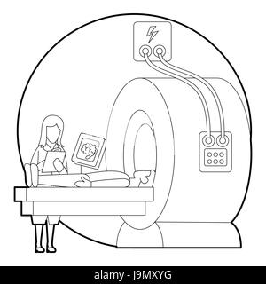 Tomografia di cervello umano nel concetto di ospedale Illustrazione Vettoriale