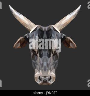 Bull bassa poli design. Triangolo illustrazione vettoriale. Illustrazione Vettoriale