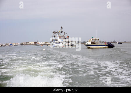 Costa de la Luz Isla Canela morale e Cristina pescherecci da traino Barche Pesca Foto Stock