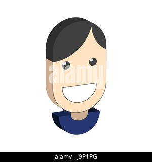 Uomo sorridente avatar simbolo. Piatto Icona isometrica o logo. 3D pittogramma di stile per il Web Design, UI Mobile App, Una infografica. Illustrazione Vettoriale su bianco b Illustrazione Vettoriale