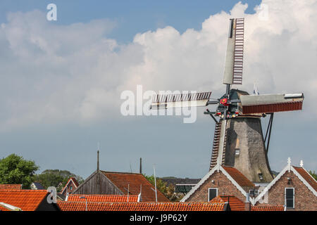 Mulino a vento a Oudeschild, Texel, Paesi Bassi Foto Stock