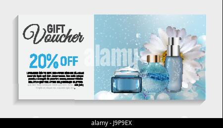 Gift Voucher con il Design prodotto cosmetico sfondo Modello Illustrazione Vettoriale