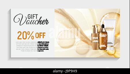 Gift Voucher con il Design prodotto cosmetico sfondo Modello Illustrazione Vettoriale