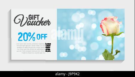 Gift Voucher Card Modello con fiori. 3D realistica iii del vettore Illustrazione Vettoriale