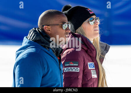 Cortina d'Ampezzo, Italia 29 gennaio 2017. Lindsey Vonn di USA e il suo fidanzato Kenan Smith durante la Audi FIS Coppa del Mondo di Sci Alpino Femminile Super-G i Foto Stock